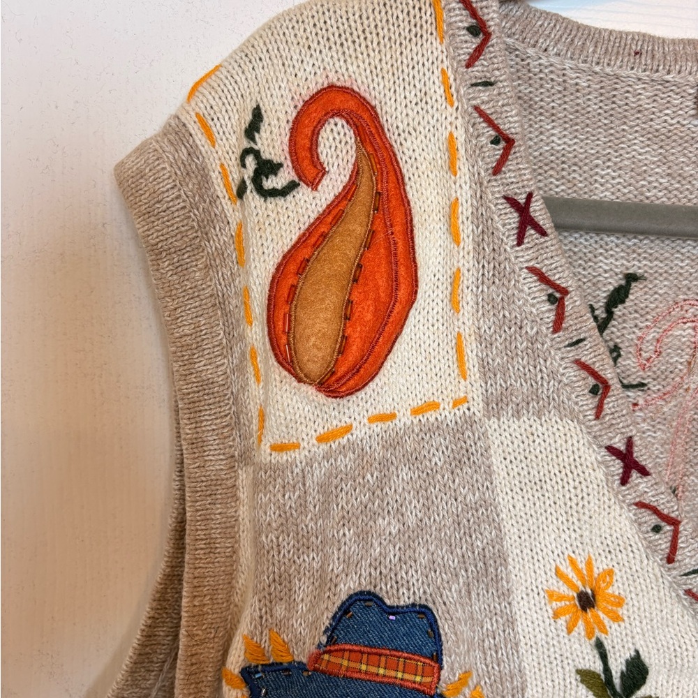 Vintage Bobbie Brooks Fall Harvest Thanksgiving Sweater Vest Cottagecore 22W/24W - Picture 9 of 10